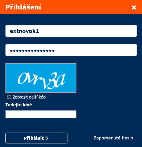 Nepodařené přihlášení