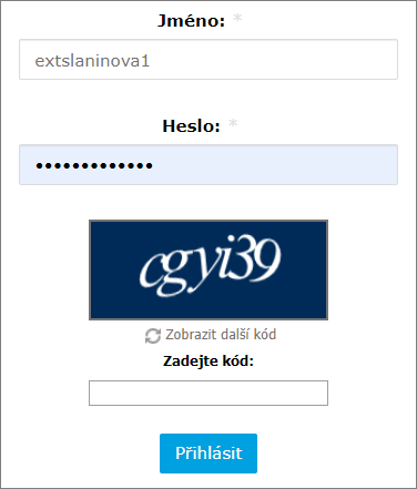 Nepodařené přihlášení